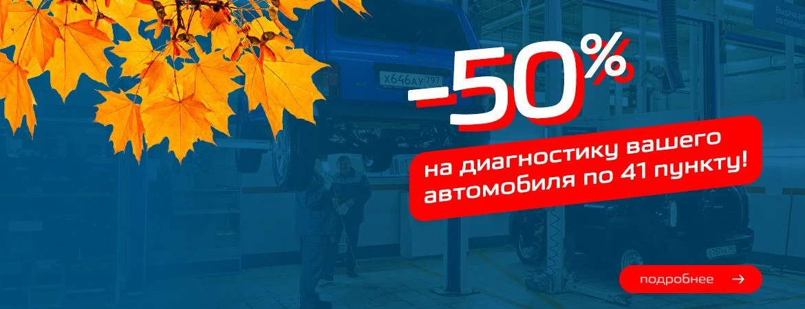 Скидка 50% на диагностику вашего автомобиля по 41 пункту!